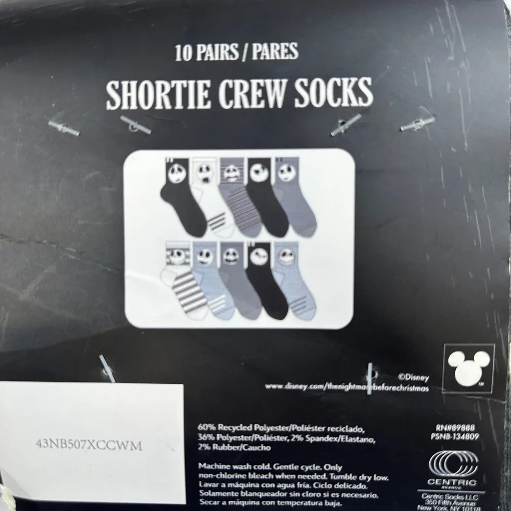 Disney Nightmare Before Christmas Socks 10 Pairs Crew Girls 4-10